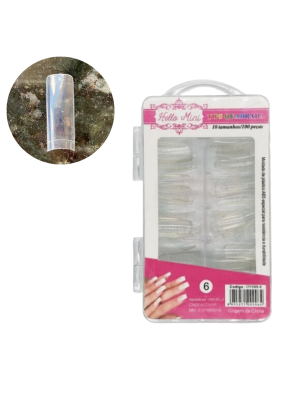 UNHA HELLO MINI OY099-6 TIPS SORRISO QUADRADA TRANSPARENTE (EMB C/100)