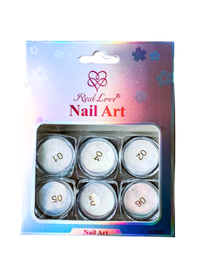 ENFEITE P/ UNHA REAL LOVE GOS10 PO DE FADA/BORBOLETA COLORS (C/6+3 PINCEL)