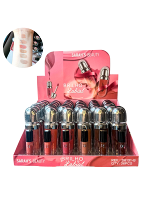 36 BRILHO GLOSS (SEM GLITTER) SARAH'S BEAUTY (B) S6131B BOX+PROVADORES