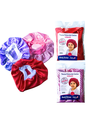 TOUCA FAIXA DE CETIM ANTI-FRIZZ INFANTIL BOLINHAS