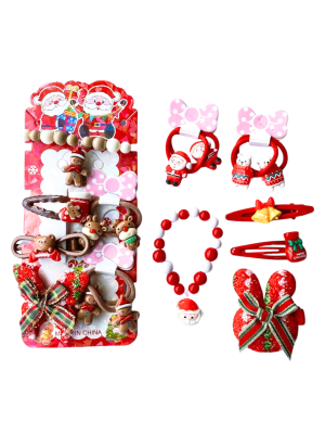 ACESSORIOS DE NATAL INFANTIL KT08S90 (C/4 LACINHOS, 3 PRESILHAS, 1 PULSEIRA)